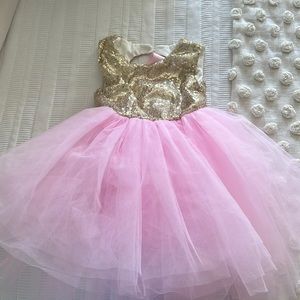 Girls pink/gold party dress